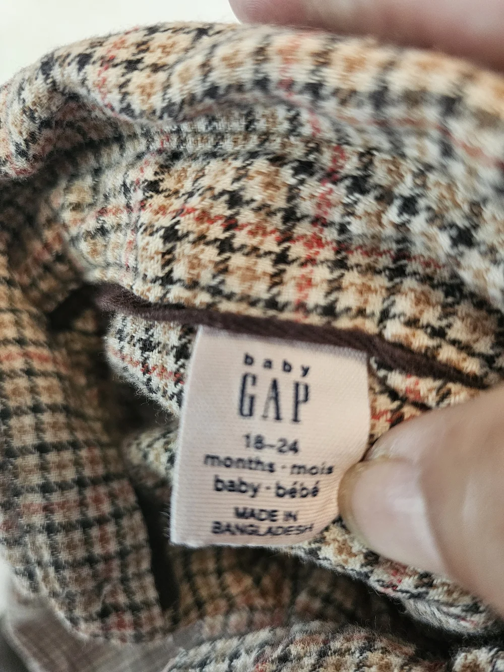 GAP Brown Corduroy Pants with Beige/Brown Plaid Button-Down Shirt